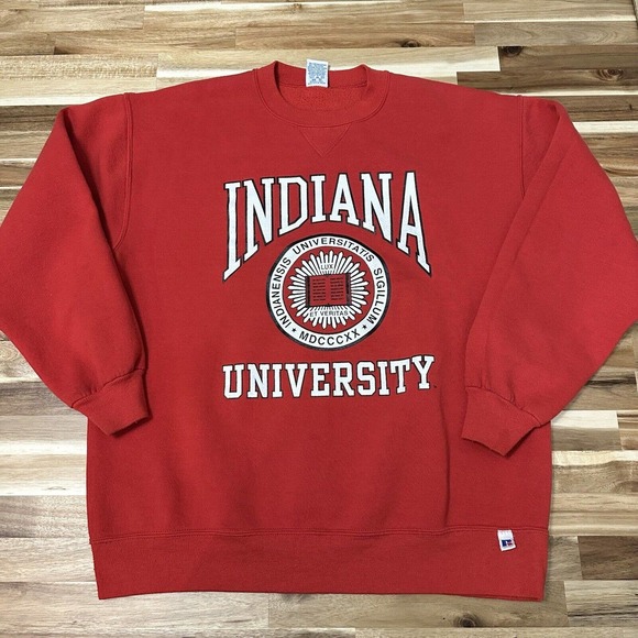 Vintage Indiana Hoosiers Sweatshirt Mens Extra Large Red Russell Crewneck NCAA - Picture 1 of 8